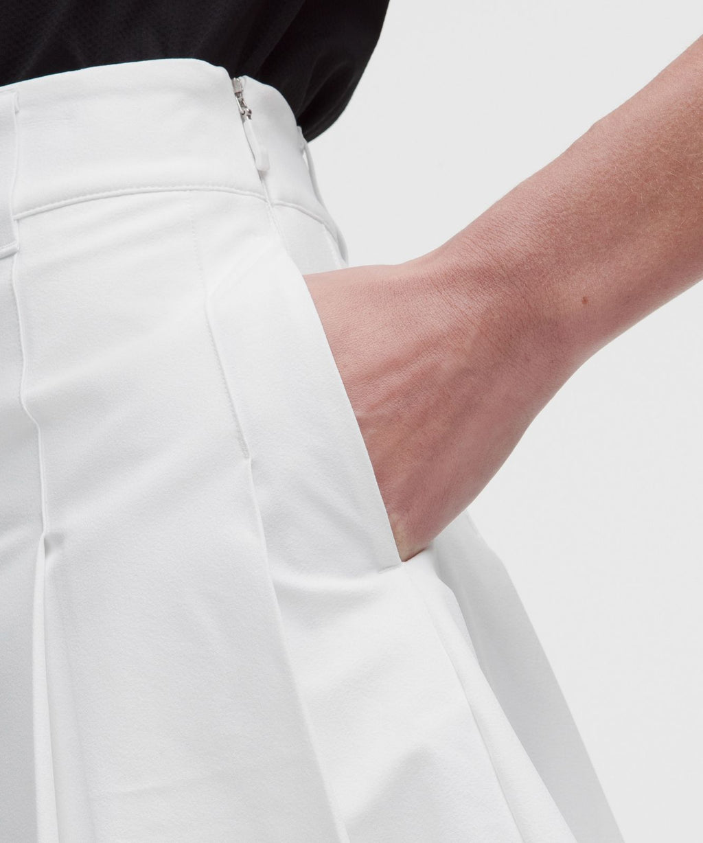 Box-Pleat High-Rise A-line Golf Skirt White/Black