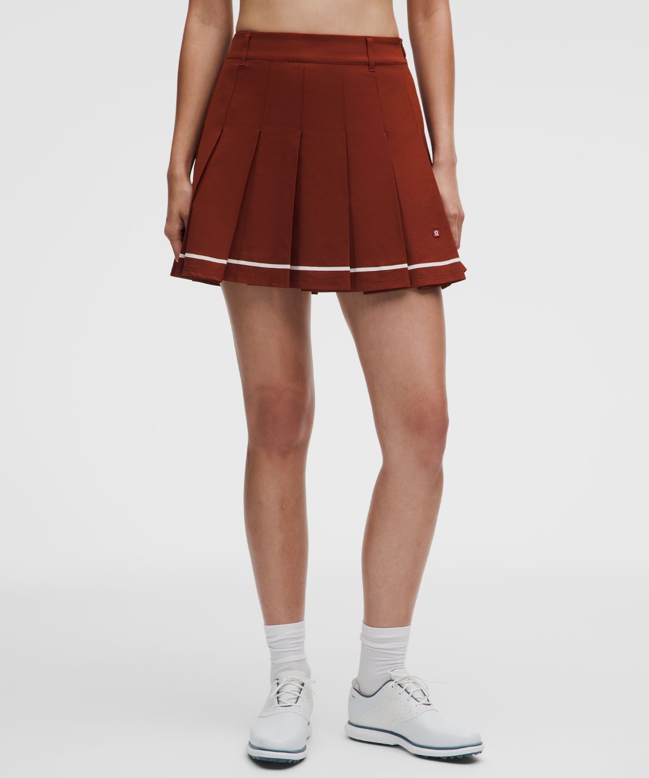 Box-Pleat High-Rise A-line Golf Skirt Cranberry Charm/Light Ivory