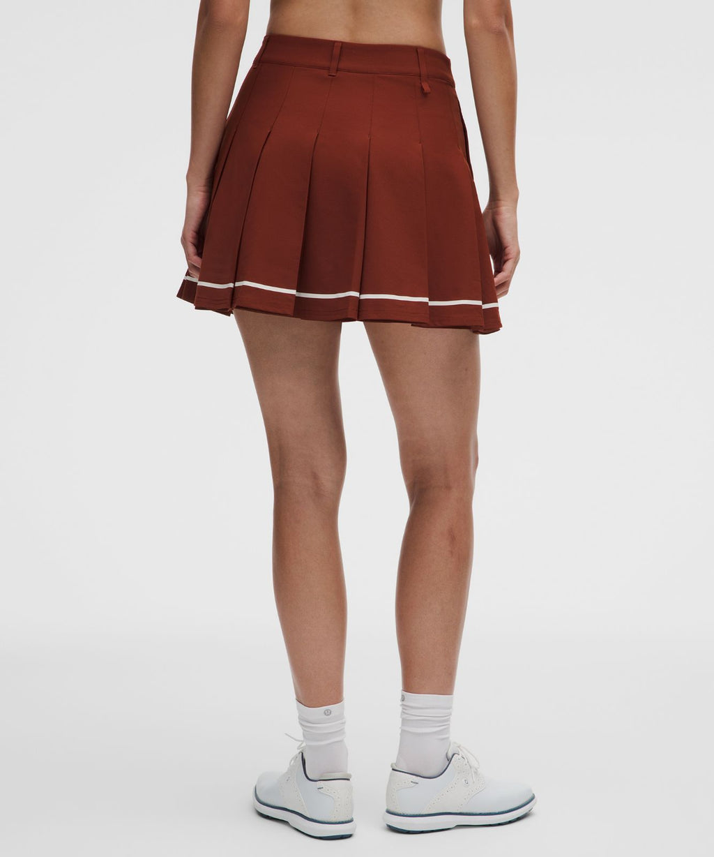 Box-Pleat High-Rise A-line Golf Skirt Cranberry Charm/Light Ivory