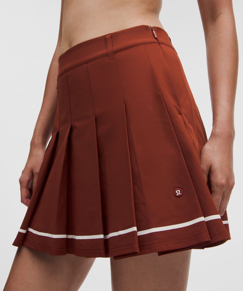 Box-Pleat High-Rise A-line Golf Skirt Cranberry Charm/Light Ivory