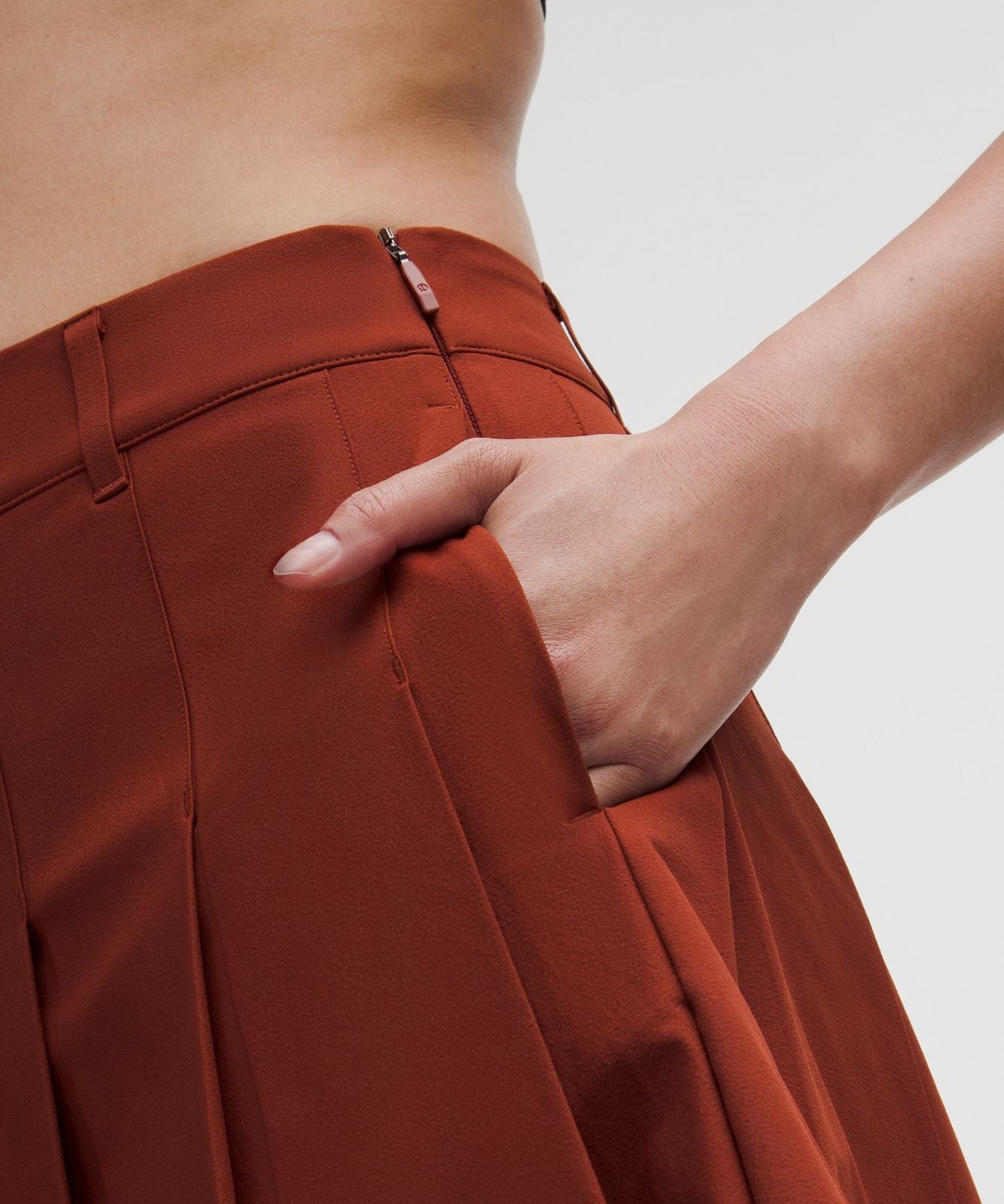 Box-Pleat High-Rise A-line Golf Skirt Cranberry Charm/Light Ivory