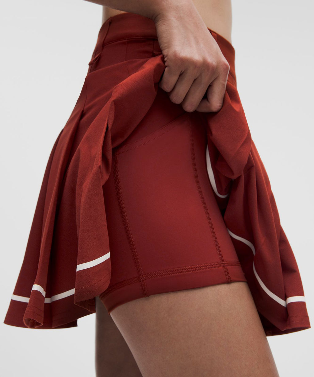 Box-Pleat High-Rise A-line Golf Skirt Cranberry Charm/Light Ivory