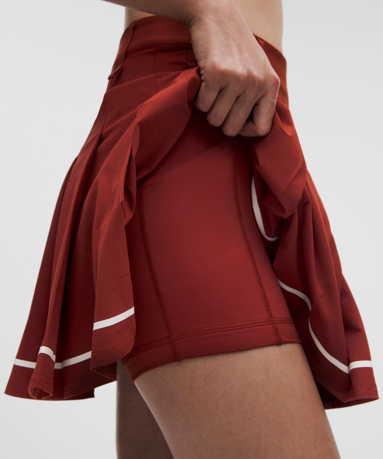 Box-Pleat High-Rise A-line Golf Skirt Cranberry Charm/Light Ivory