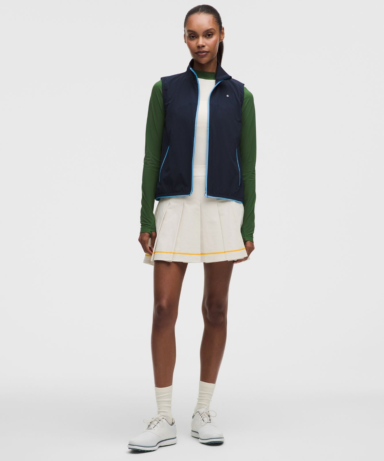 Box-Pleat High-Rise A-line Golf Skirt Light Ivory/Buttercup