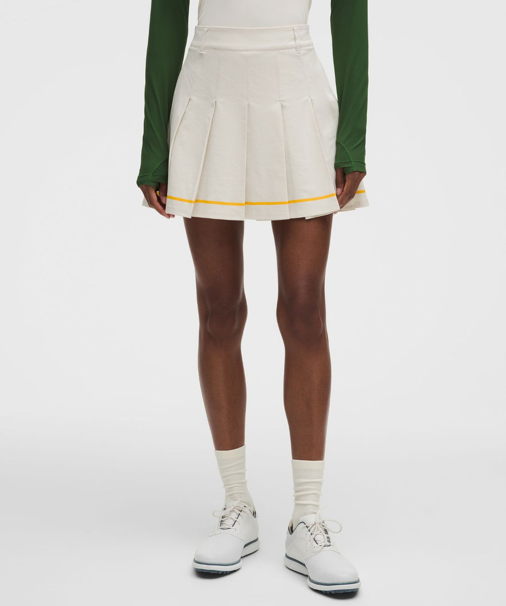 Box-Pleat High-Rise A-line Golf Skirt Light Ivory/Buttercup