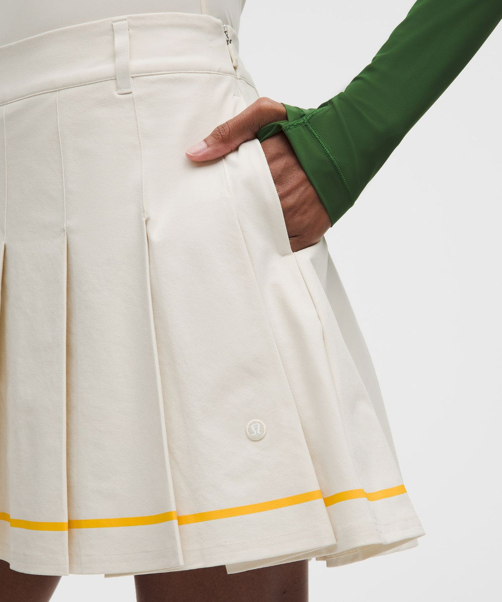 Box-Pleat High-Rise A-line Golf Skirt Light Ivory/Buttercup