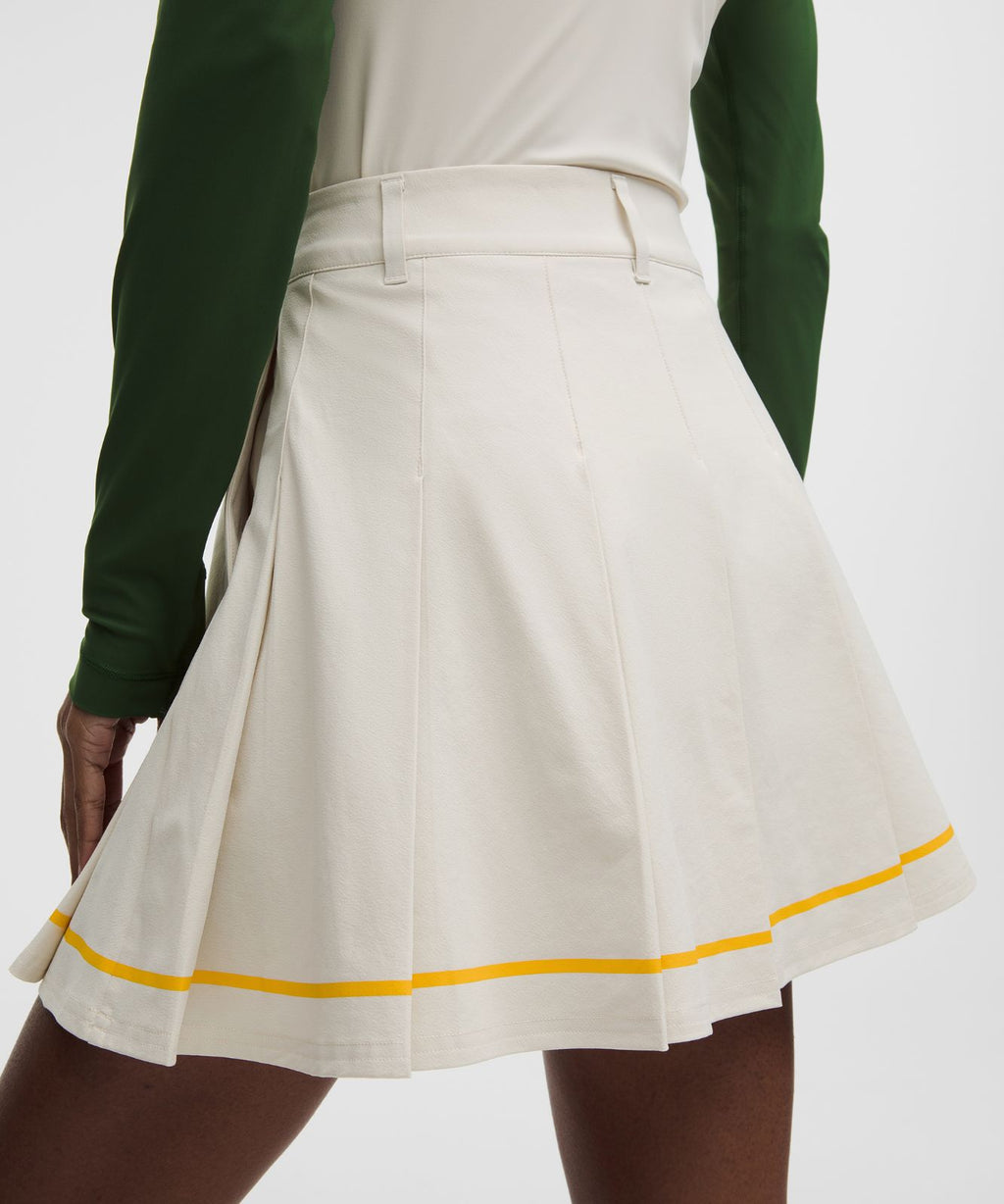 Box-Pleat High-Rise A-line Golf Skirt Light Ivory/Buttercup