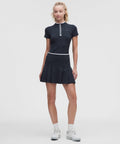Knit Mid-Rise Pleated Golf Skirt True Navy/White