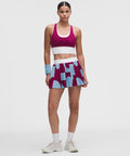 RePleat High-Rise Pleated Tennis Skirt *Contrast Lido Geo Dreamy Blue Pomegranate/White