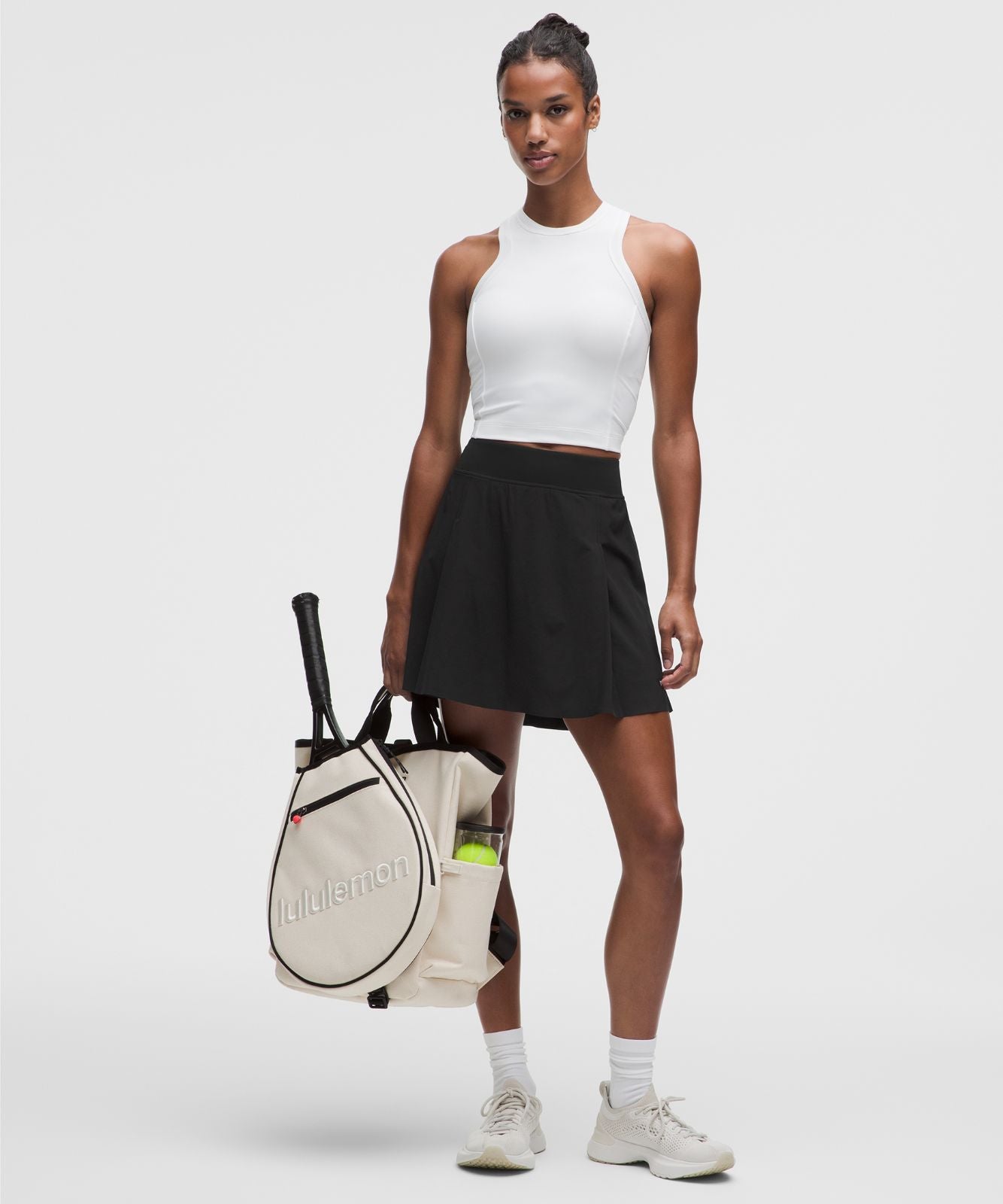 A-Line Side-Pleat Tennis Skirt *Long Black