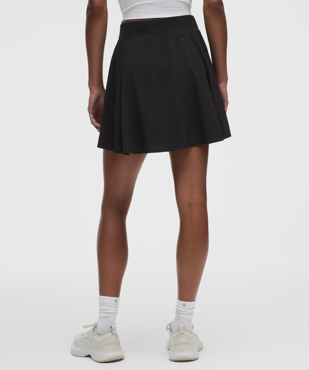 A-Line Side-Pleat Tennis Skirt *Long Black