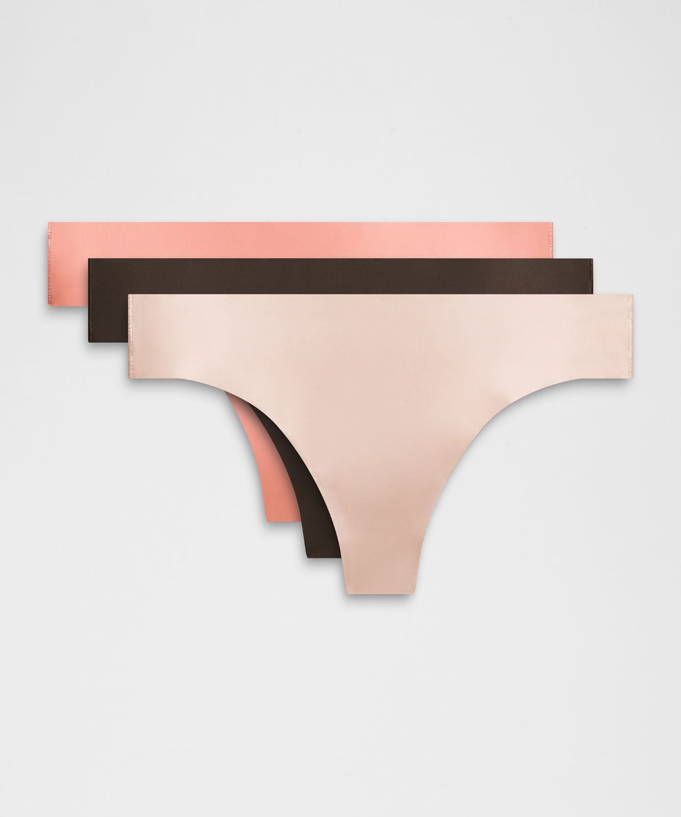 InvisiWear Mid-Rise Thong Underwear *3 Pack Mahogany Muse/Misty Shell/Pink Parade