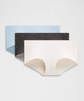 InvisiWear Mid-Rise Boyshort Underwear *3 Pack Dreamy Blue/Light Ivory/Irregular Dotty Light Ivory Black