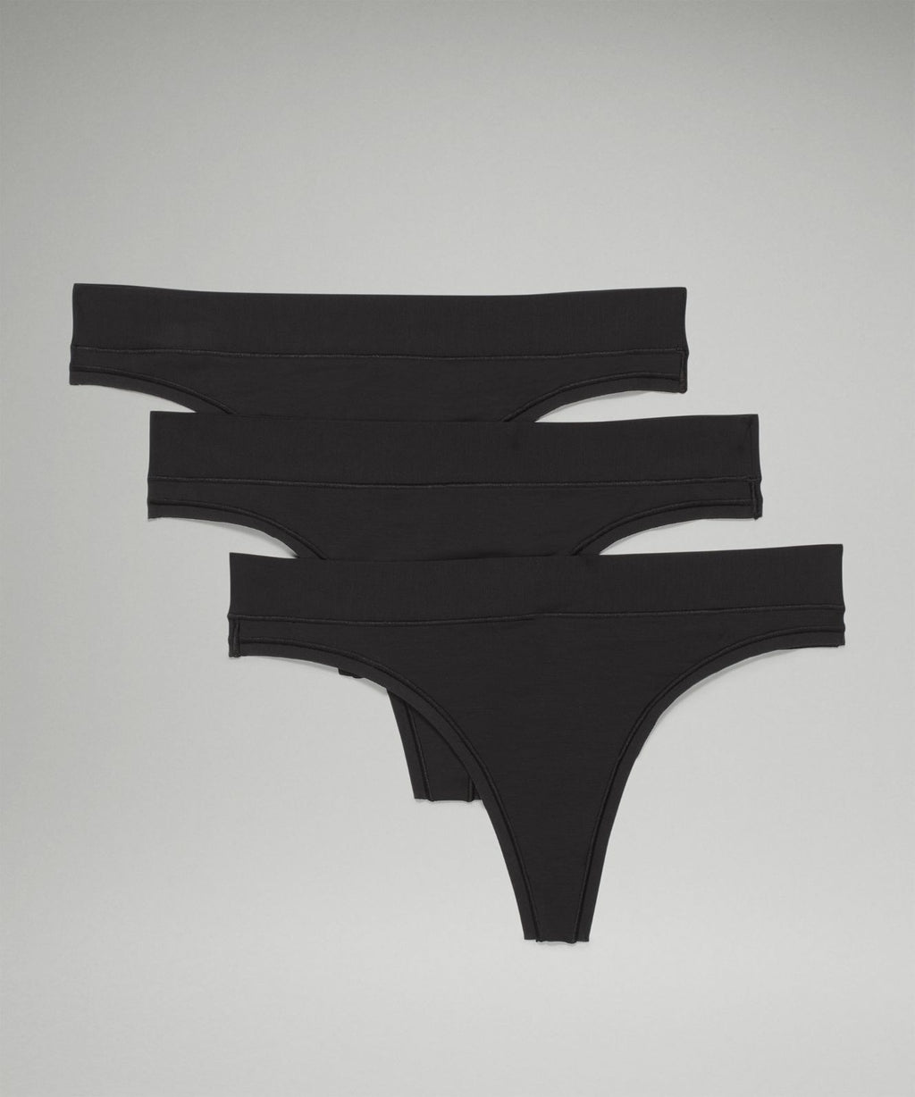 UnderEase Mid-Rise Thong Underwear *3 Pack Black