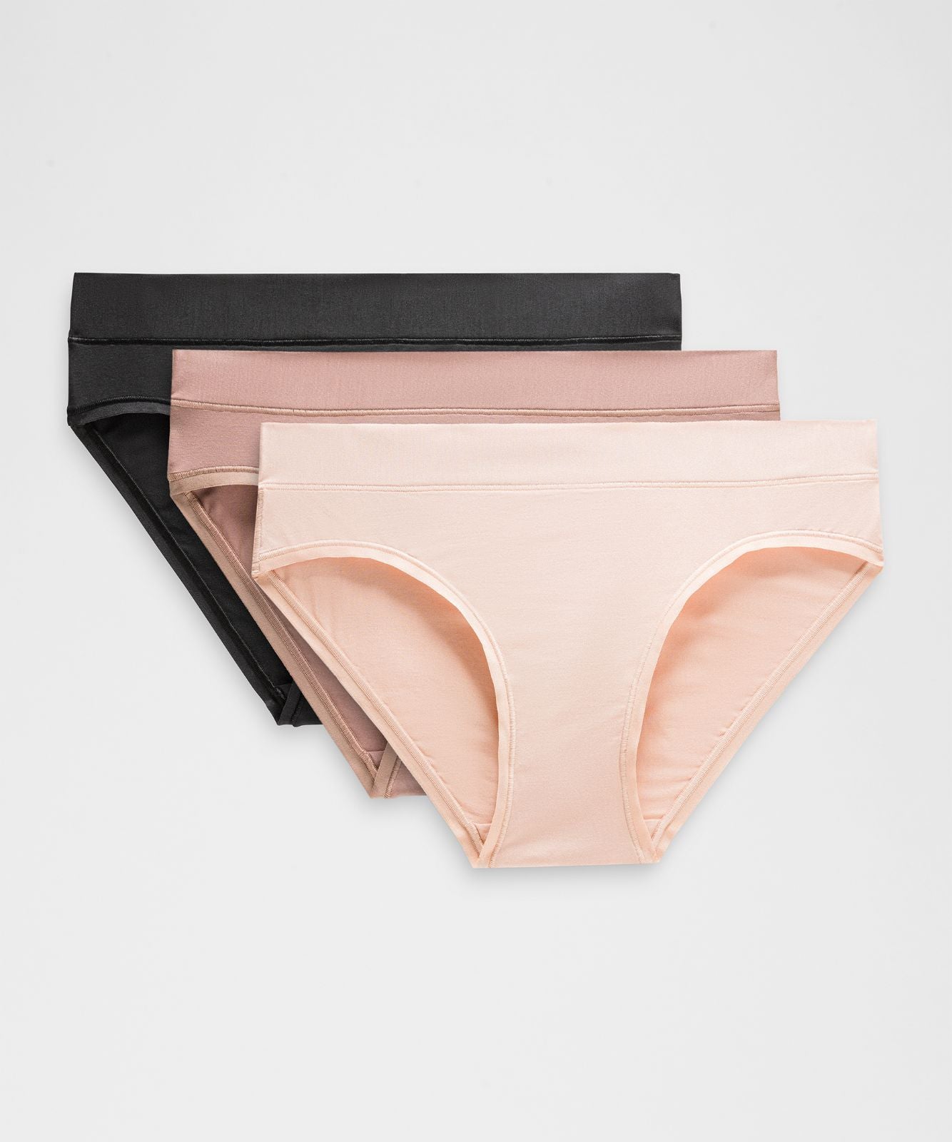 UnderEase Mid-Rise Bikini Underwear *3 Pack Black/Twilight Rose/Misty Shell