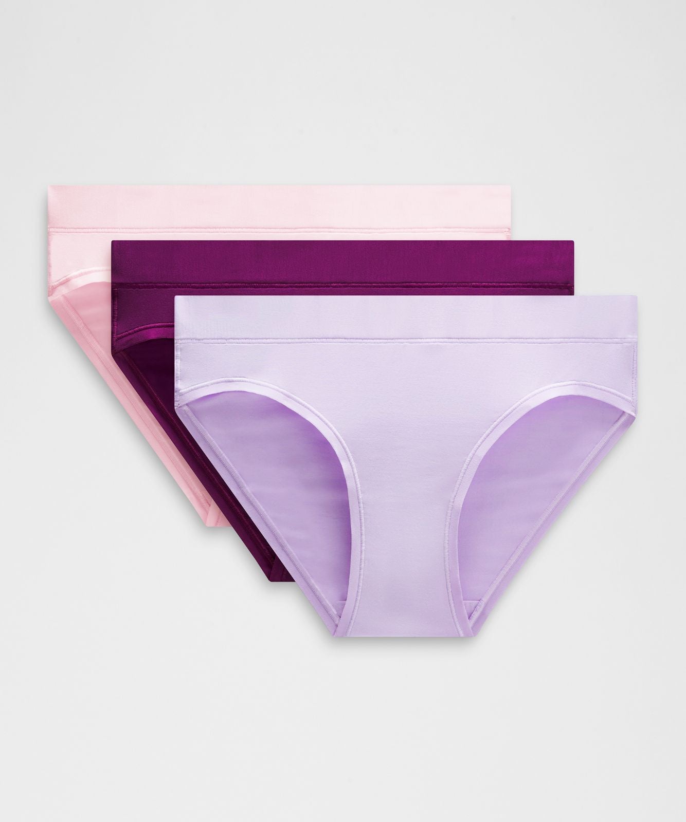 UnderEase Mid-Rise Bikini Underwear *3 Pack Lavender Frost/Pink Organza/Chilled Grape