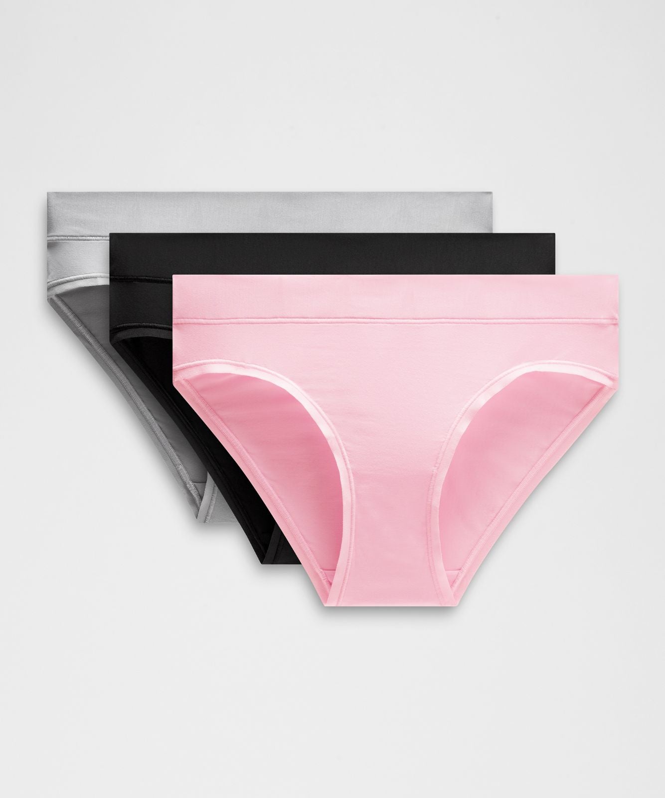 UnderEase Mid-Rise Bikini Underwear *3 Pack Black/Pink Organza/Silver Drop