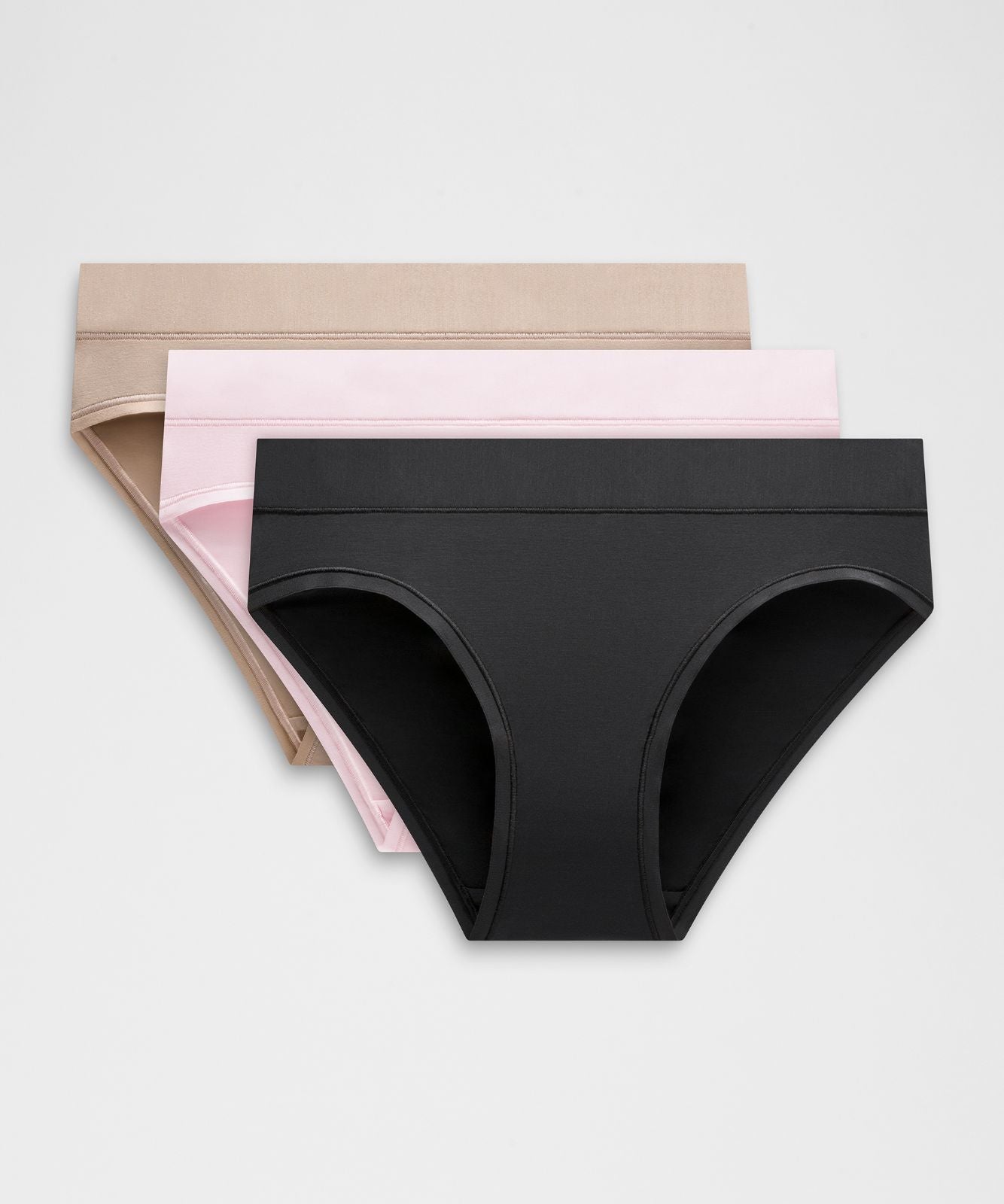 UnderEase Mid-Rise Bikini Underwear *3 Pack Black/Blissful Pink/Nutmeg