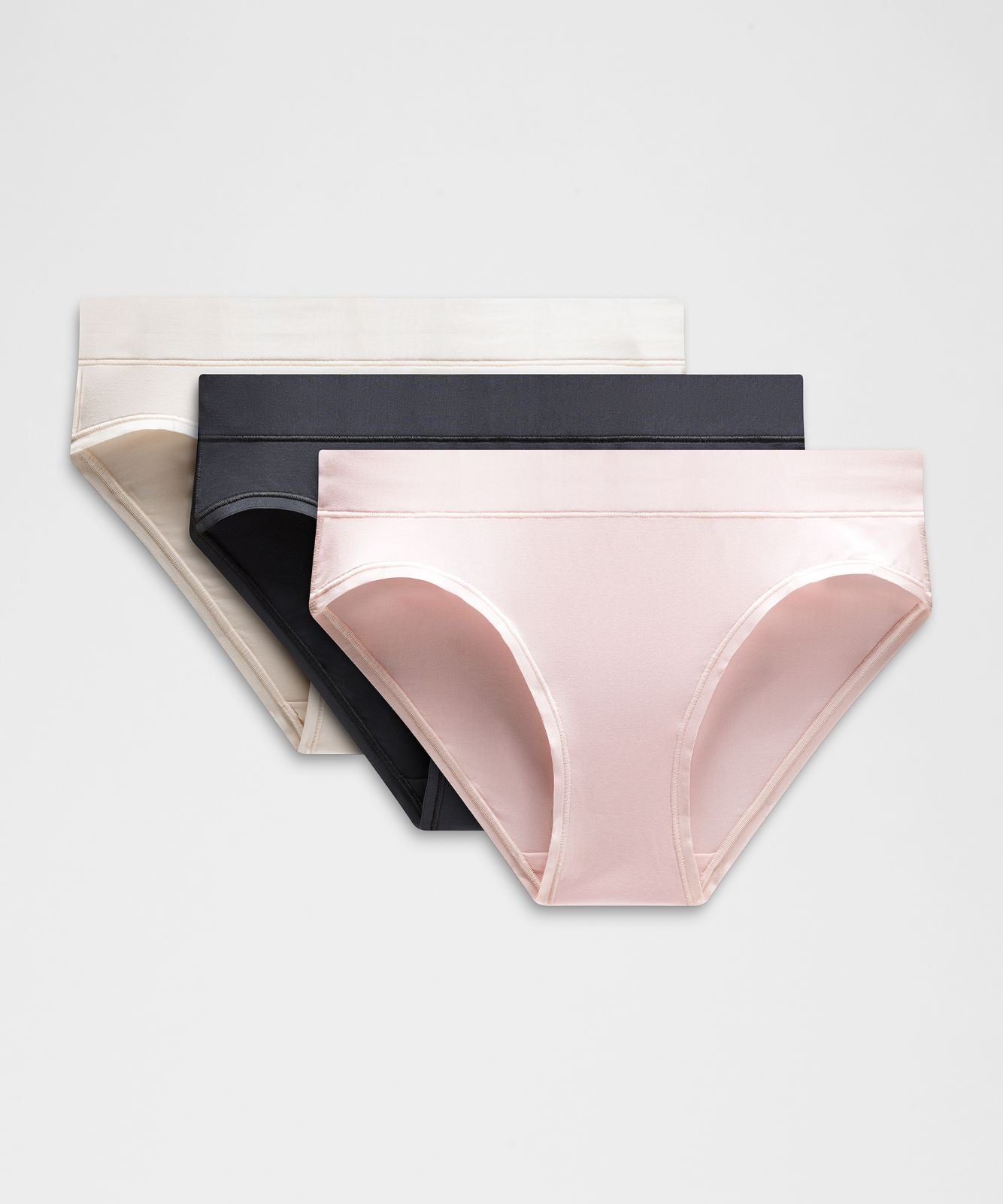 UnderEase Mid-Rise Bikini Underwear *3 Pack Black/Light Ivory/Blush Quartz
