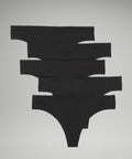 InvisiWear Mid-Rise Thong Underwear *5 Pack Black