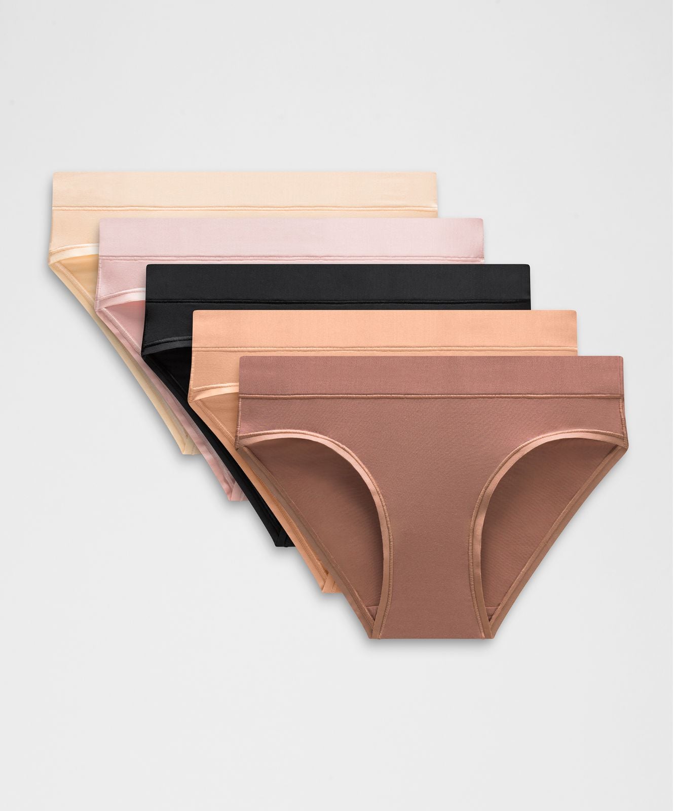 UnderEase Mid-Rise Bikini Underwear *5 Pack Black/Twilight Rose/Pink Clay/Misty Shell/Sandcastle