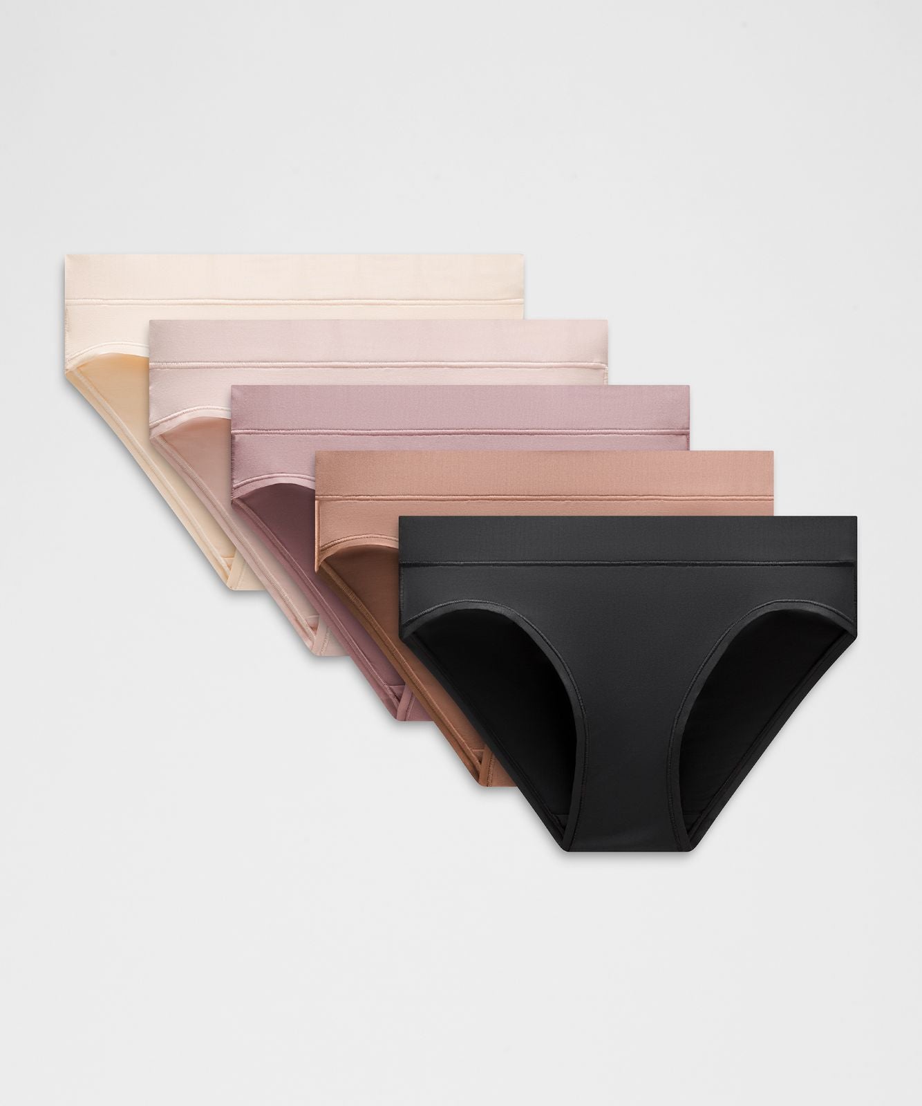 UnderEase Mid-Rise Bikini Underwear *5 Pack Black/Twilight Rose/Misty Shell/Sandcastle/Dusty Clay