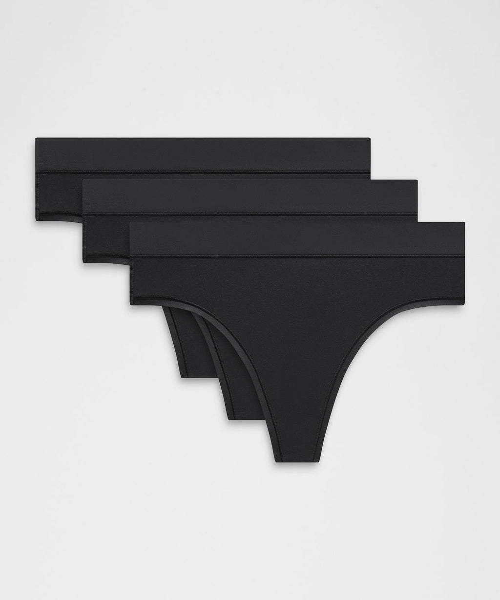 UnderEase High-Rise Thong Underwear *3 Pack Black