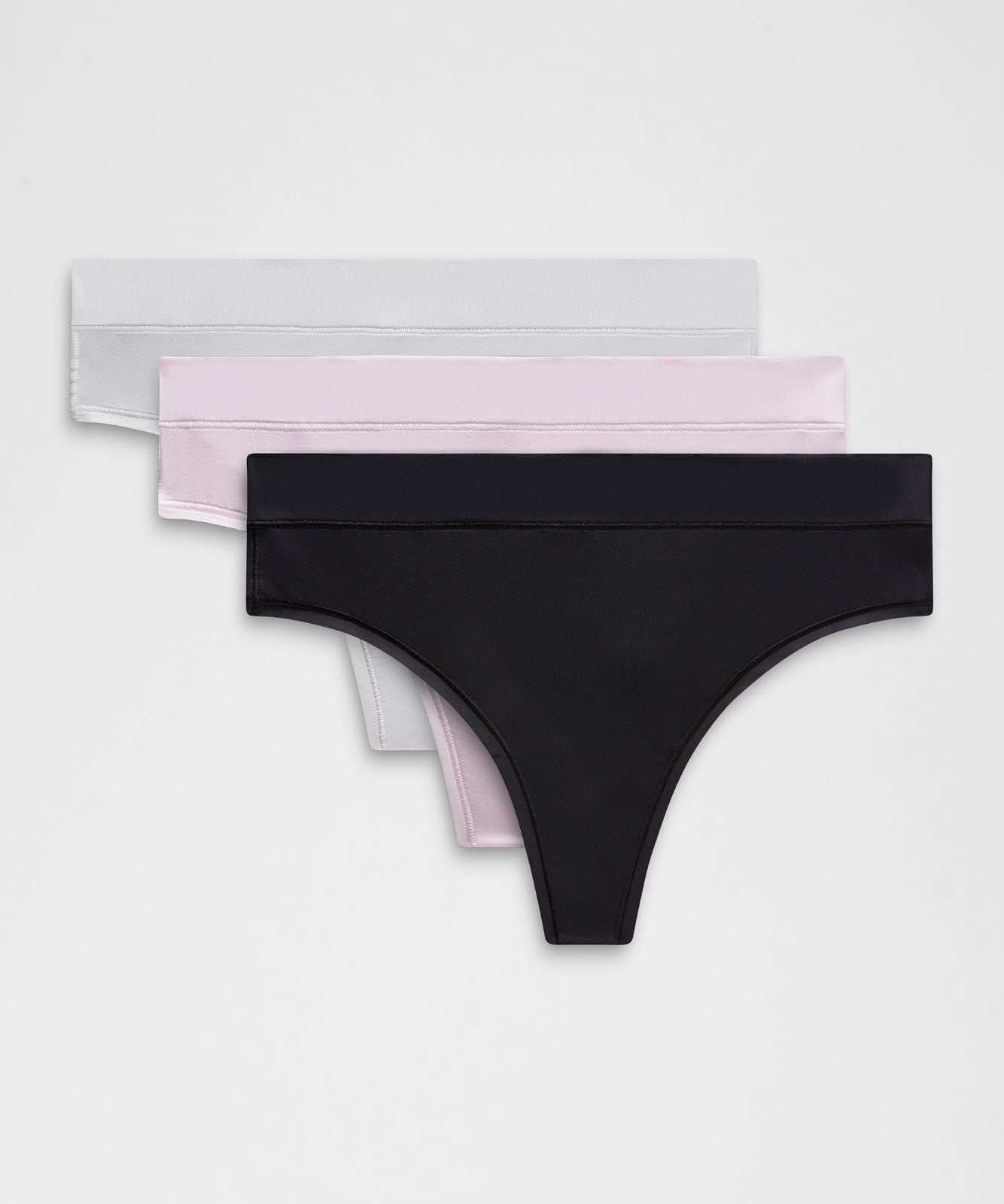 UnderEase High-Rise Thong Underwear *3 Pack Black/Pink Organza/Silver Drop