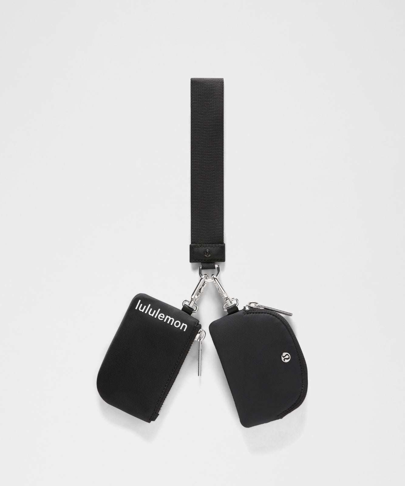 Dual Pouch Wristlet Black/White/Silver