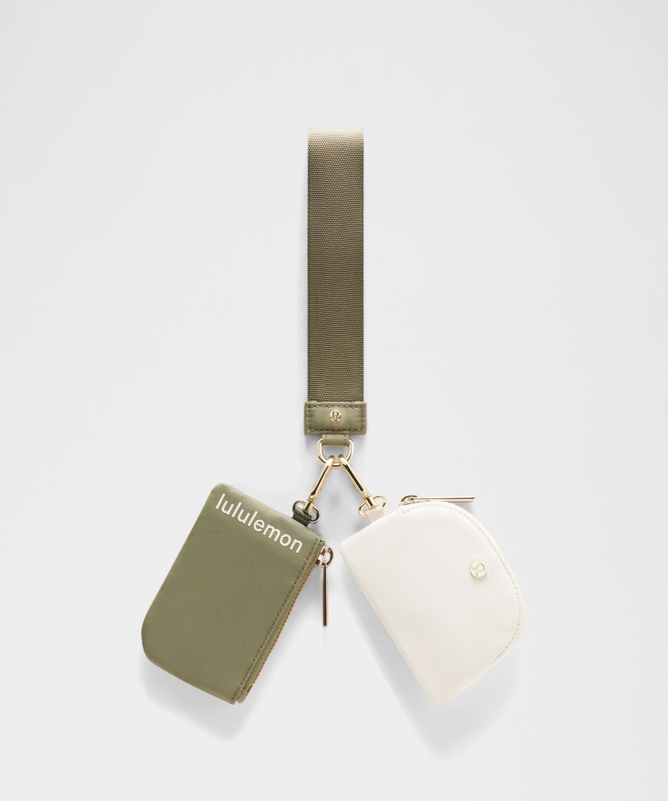 Dual Pouch Wristlet Bay Leaf/Light Ivory