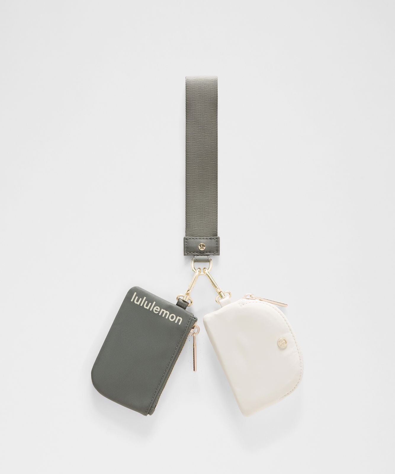 Dual Pouch Wristlet Grey Sage/Light Ivory/Gold