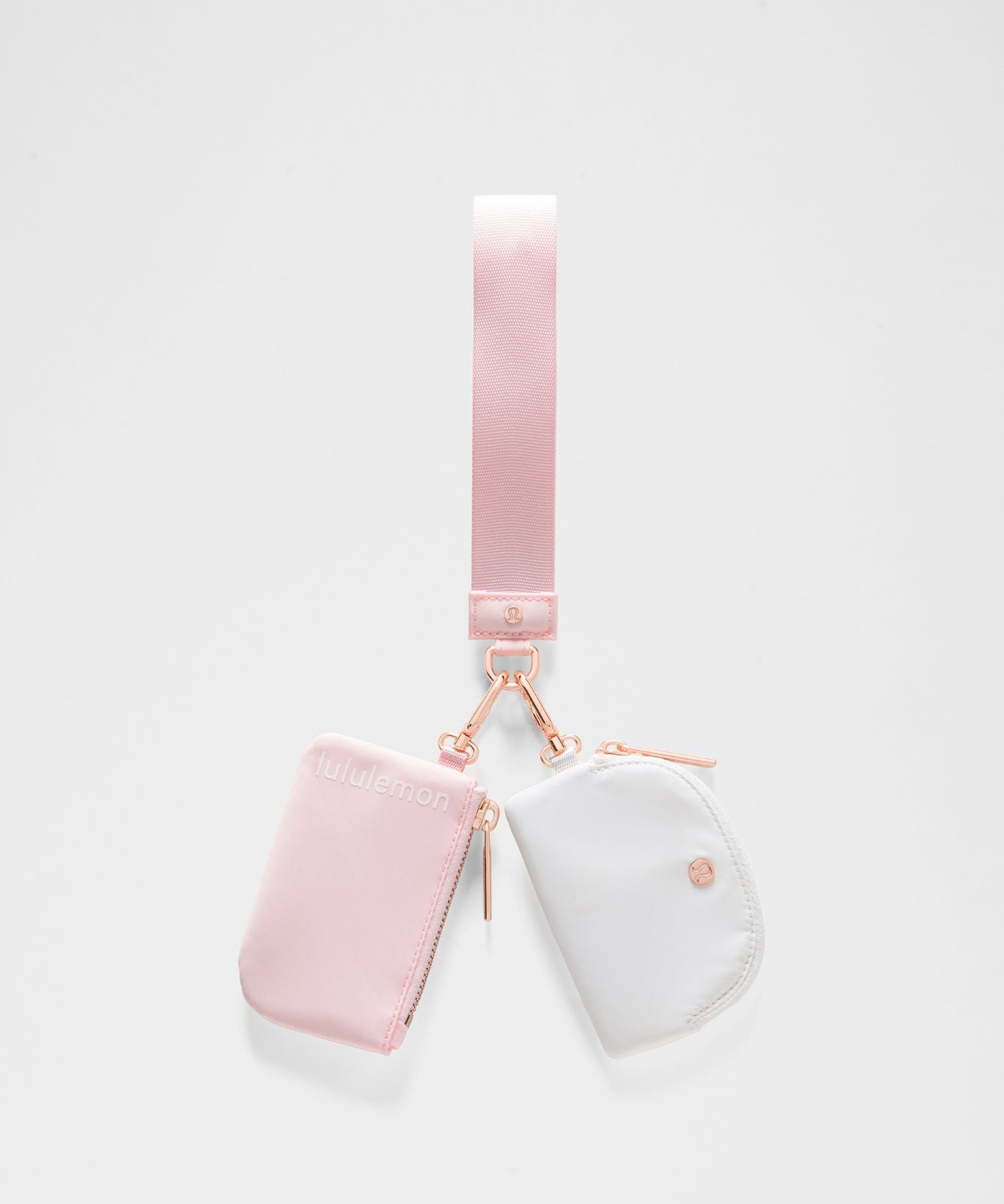 Dual Pouch Wristlet Pink Pearl/White/Rose Gold