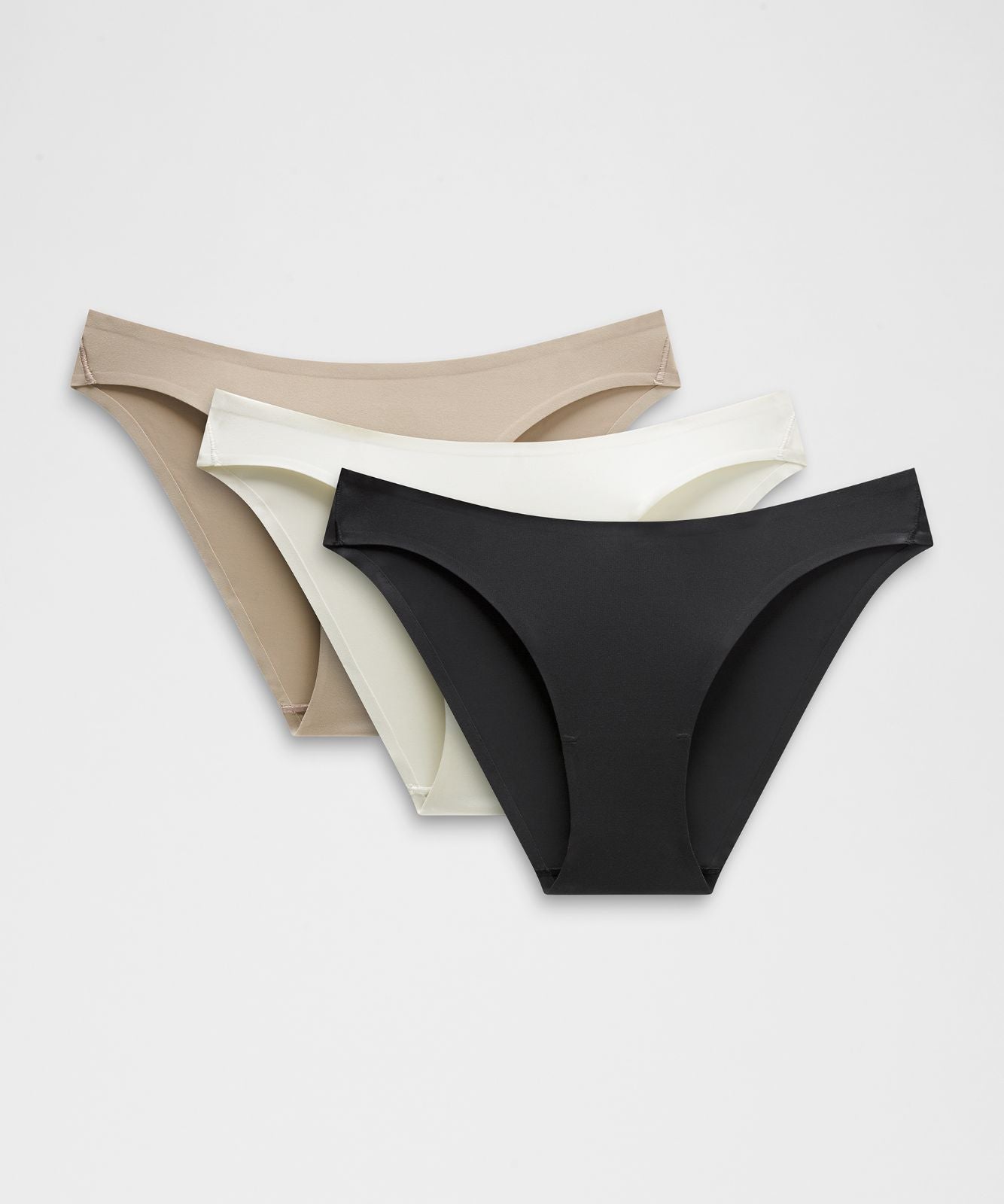 Wundermost Ultra-Soft Nulu Mid-Rise Bikini Underwear *3 Pack Black/Bone/Sheer Oak