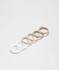 Knit Hair Ties *6 Pack Wacky Khaki/Breakfast Tea/White