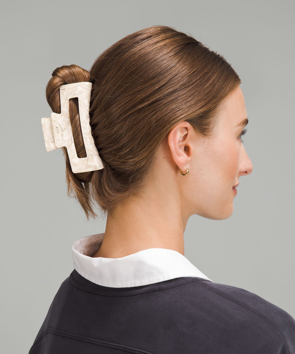 Extra Large Claw Hair Clip Light Ivory/White