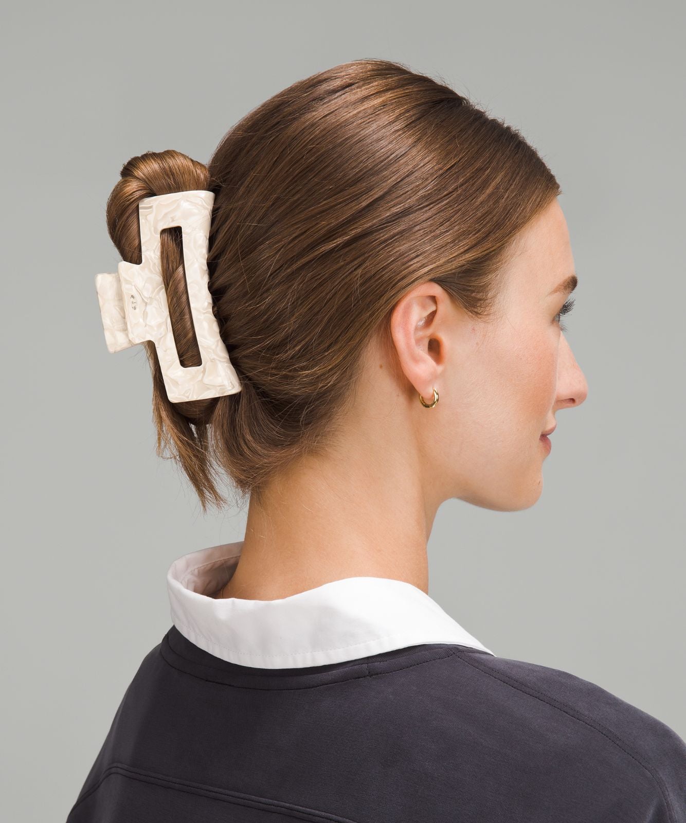 Extra Large Claw Hair Clip Light Ivory/White