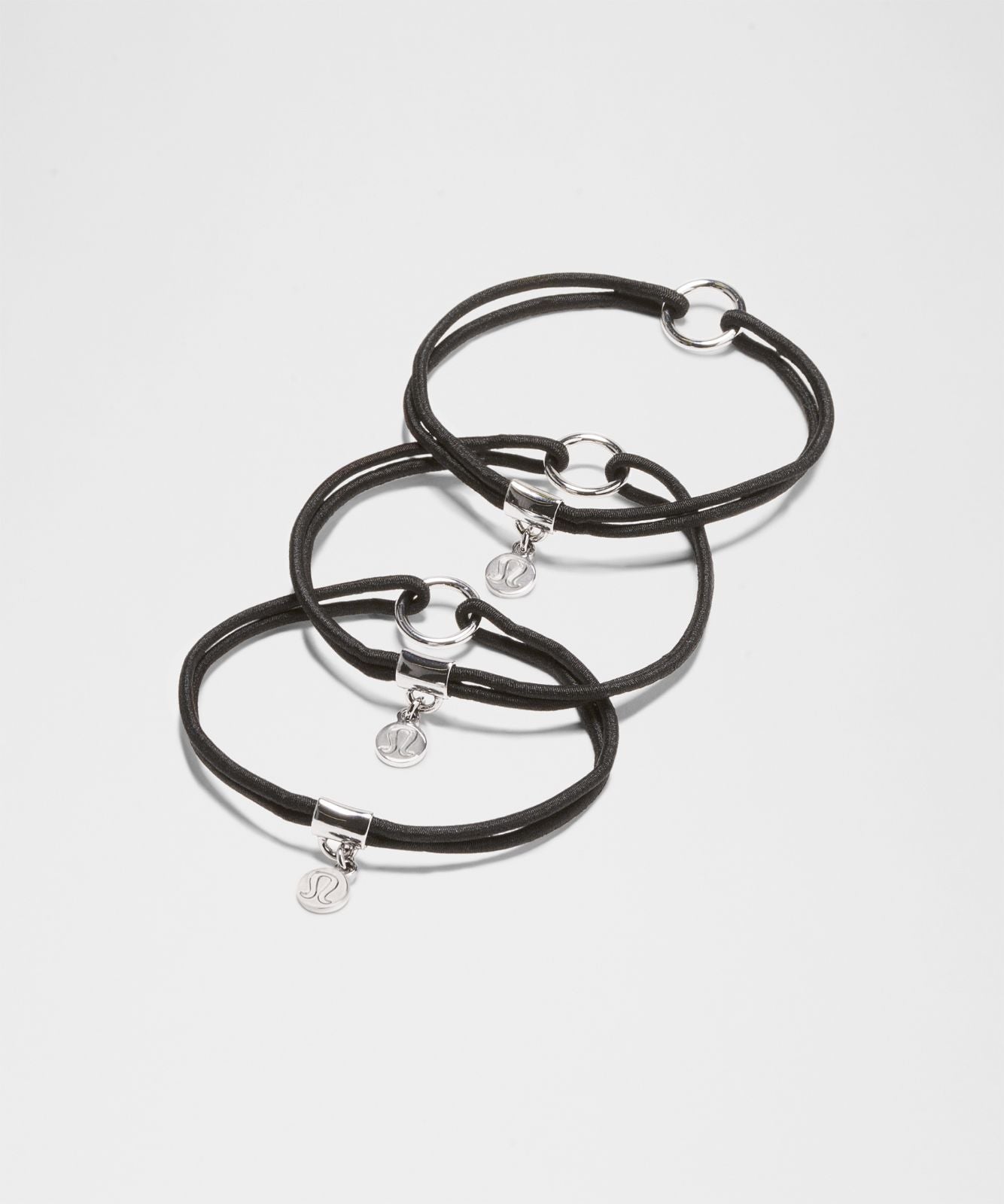 Logo Bead Hair Ties *3 Pack Black/Silver