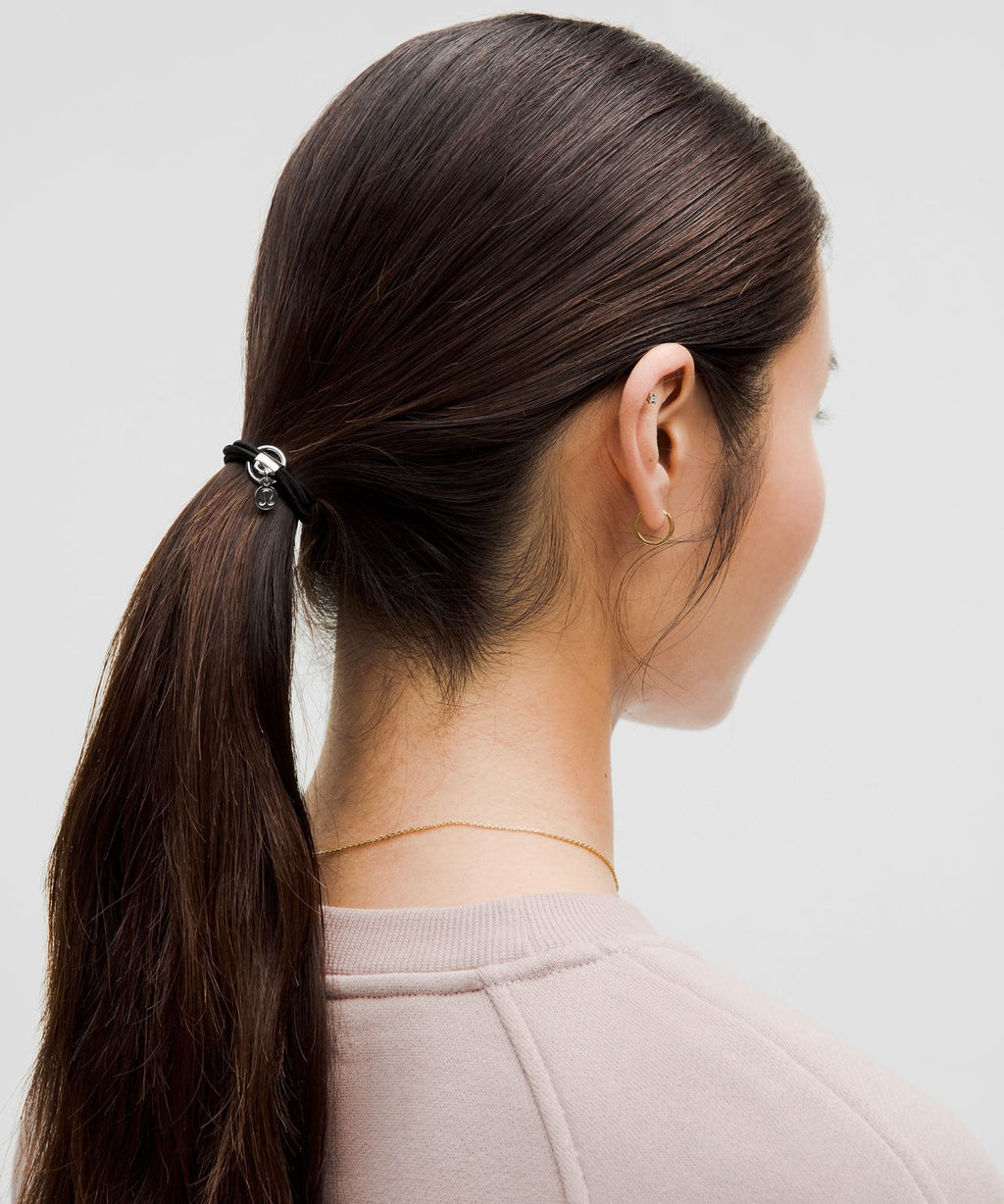 Logo Bead Hair Ties *3 Pack Black/Silver