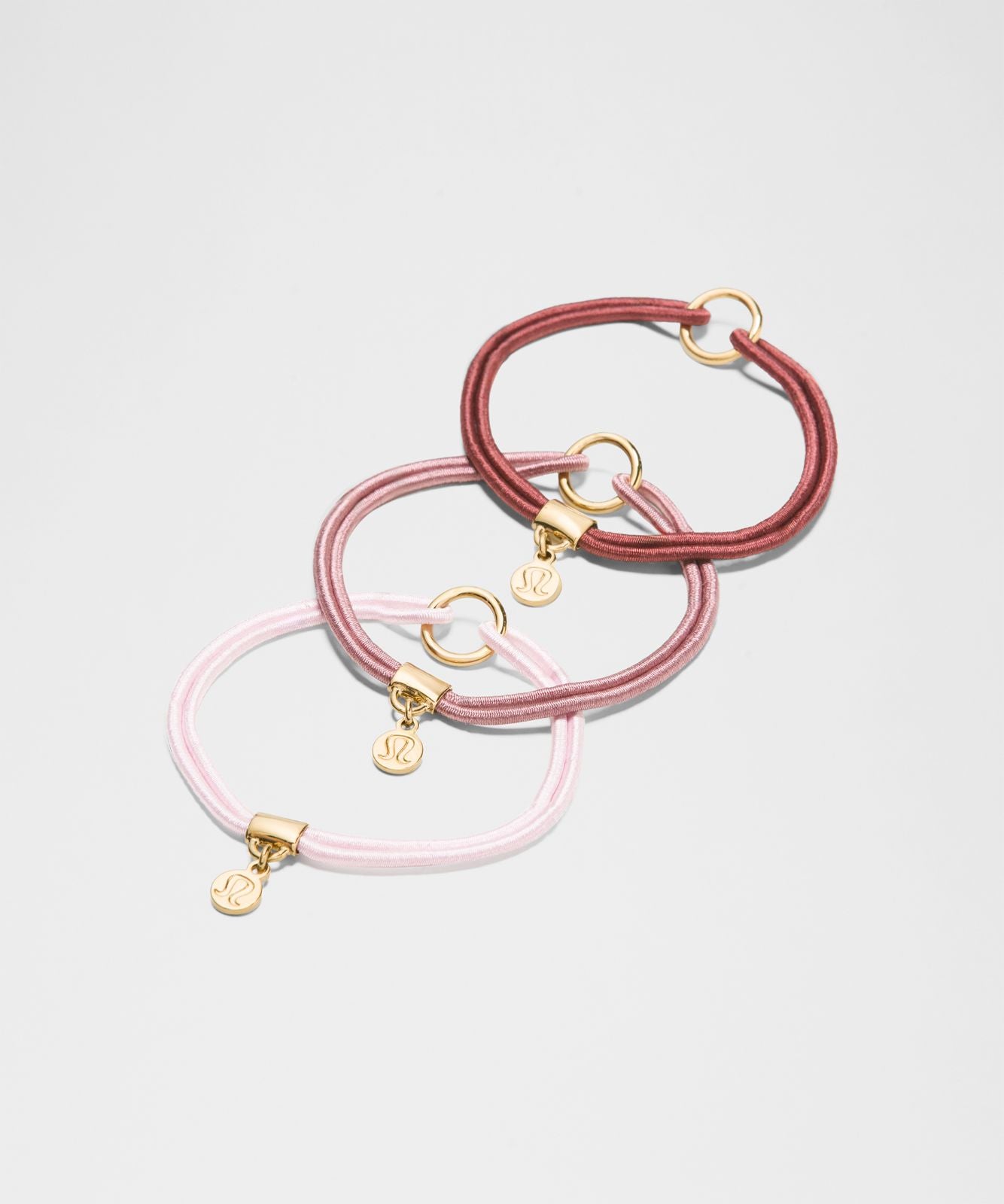 Logo Bead Hair Ties *3 Pack Blissful Pink/Red Clay/Rockwood/Gold