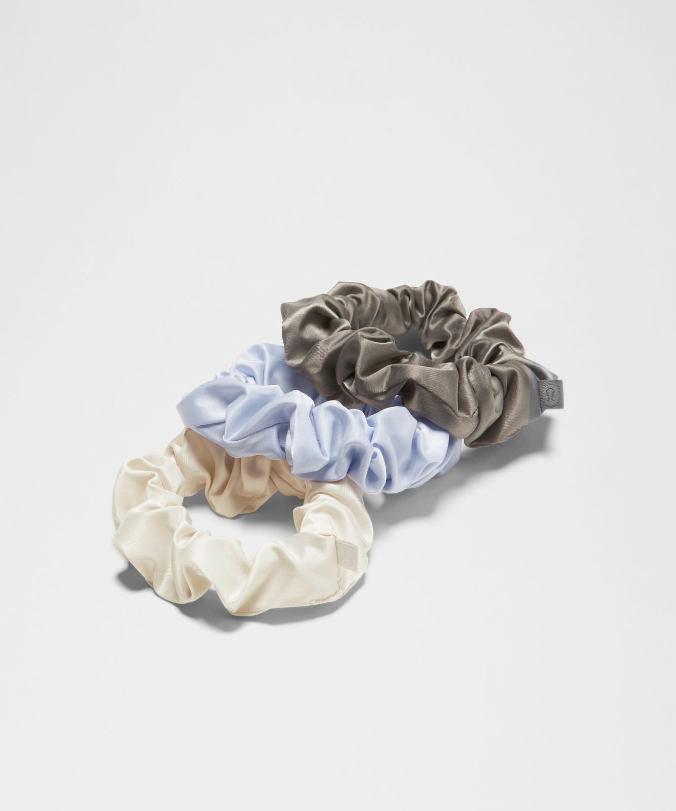 Uplifting Scrunchies Satin *3 Pack Warm Ash Grey/Serene Blue/Light Ivory