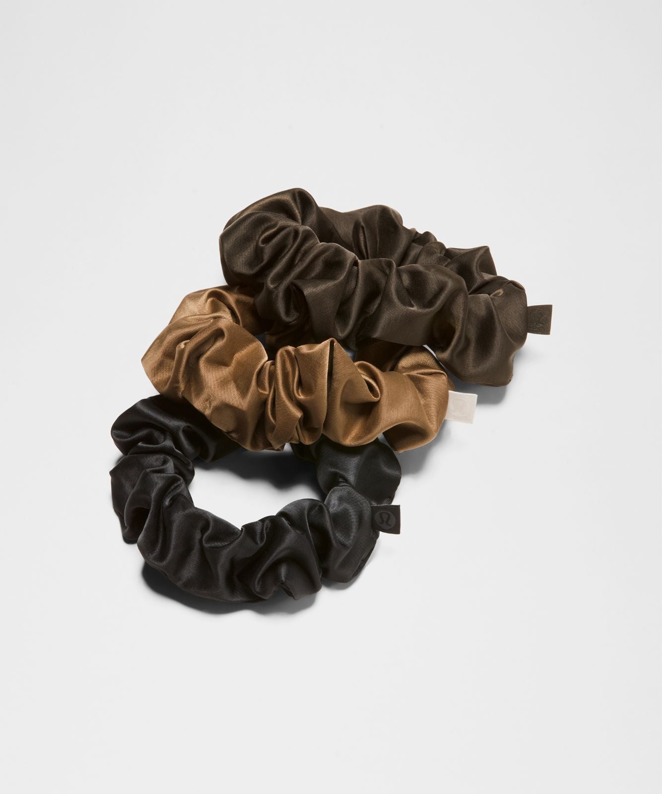 Uplifting Scrunchies Satin *3 Pack Black/Olive Brown/Camel Brown