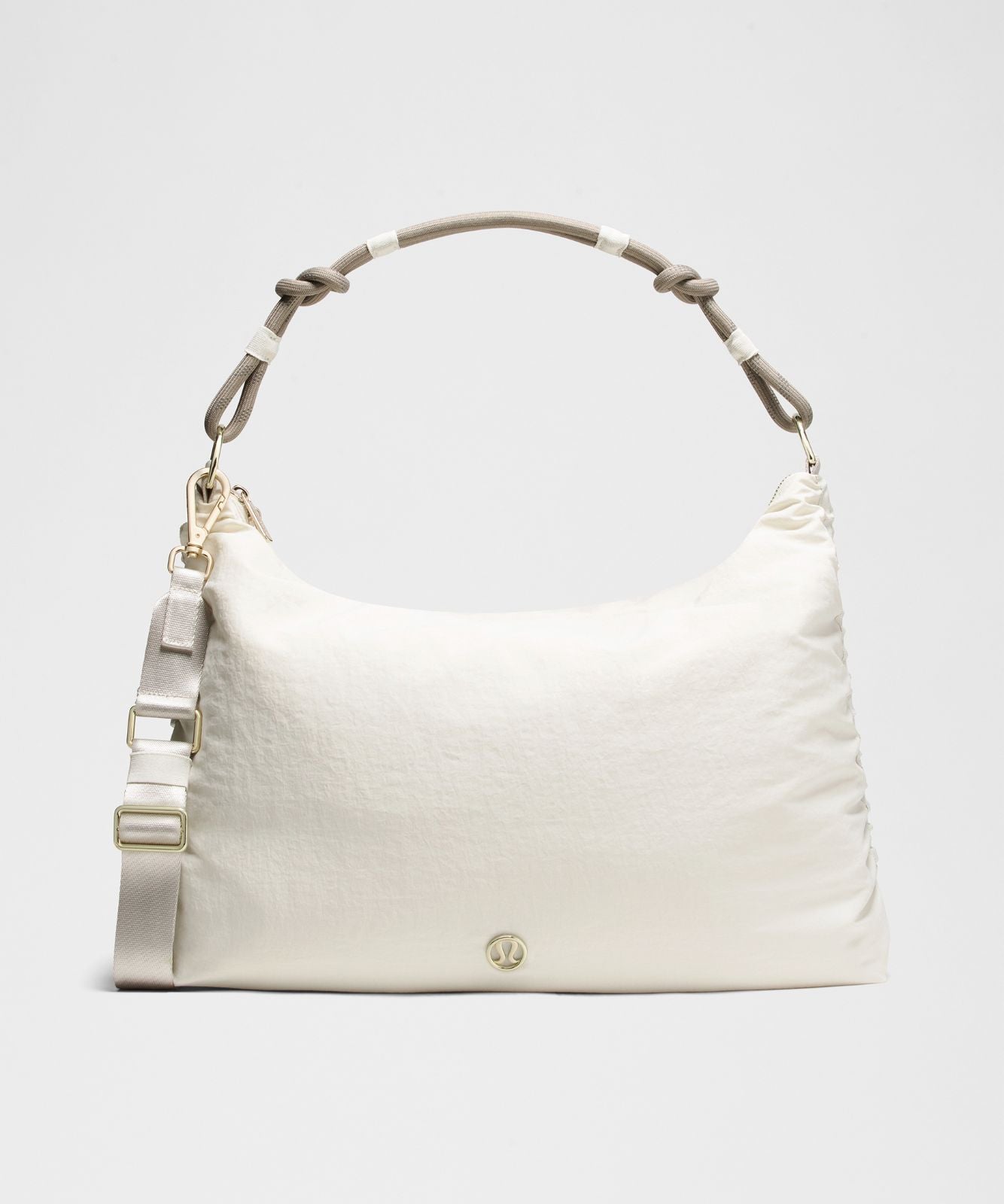 Convertible Ruched Crossbody Bag *Large 16L Light Ivory/Warm Ash Grey