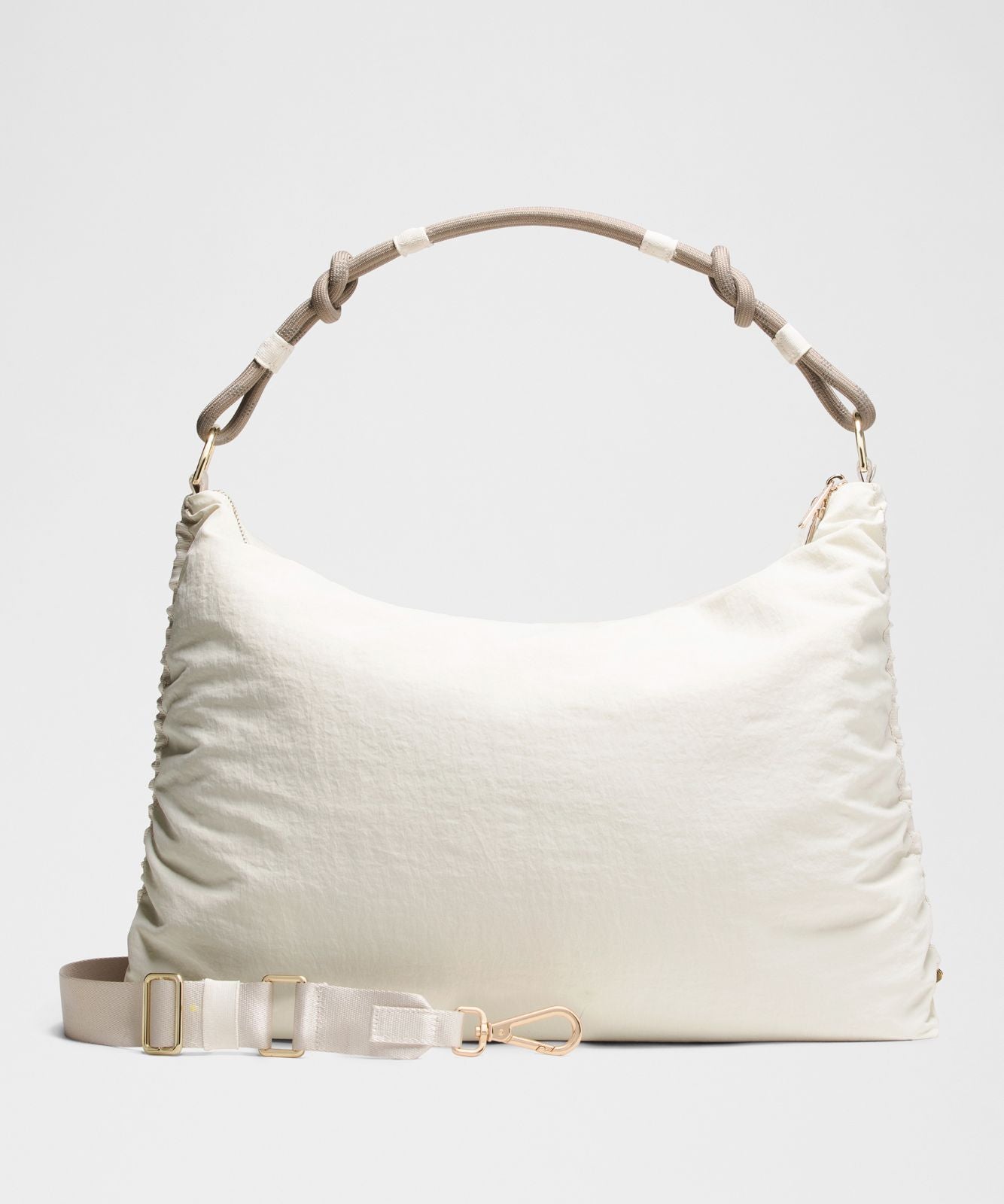 Convertible Ruched Crossbody Bag *Large 16L Light Ivory/Warm Ash Grey