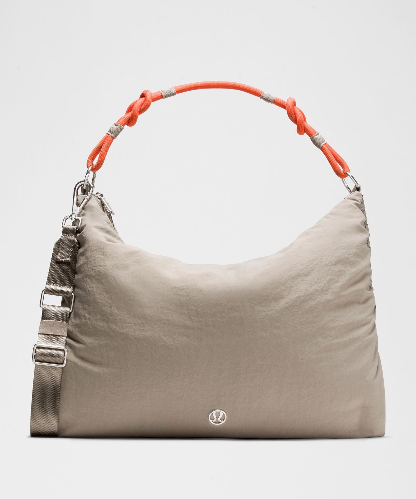 Convertible Ruched Crossbody Bag *Large 16L Warm Ash Grey/Sunburst Orange