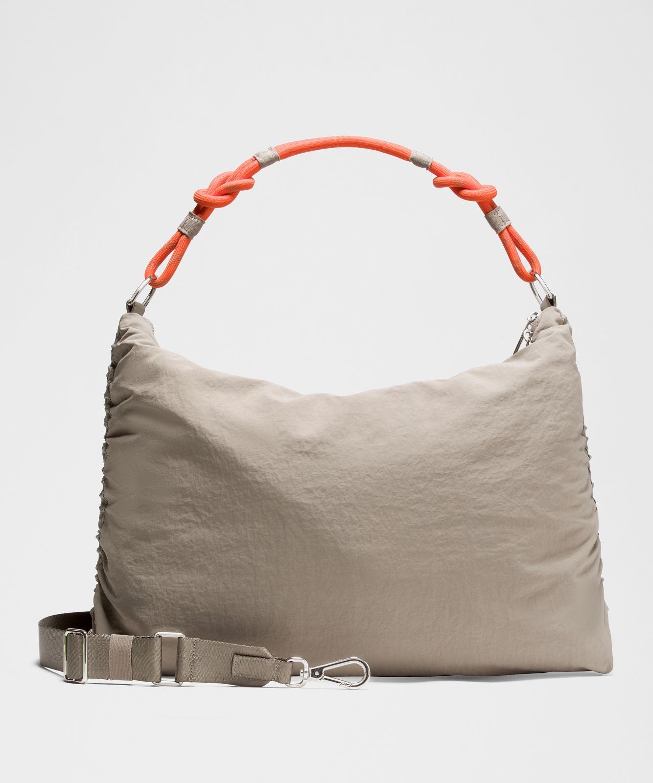 Convertible Ruched Crossbody Bag *Large 16L Warm Ash Grey/Sunburst Orange