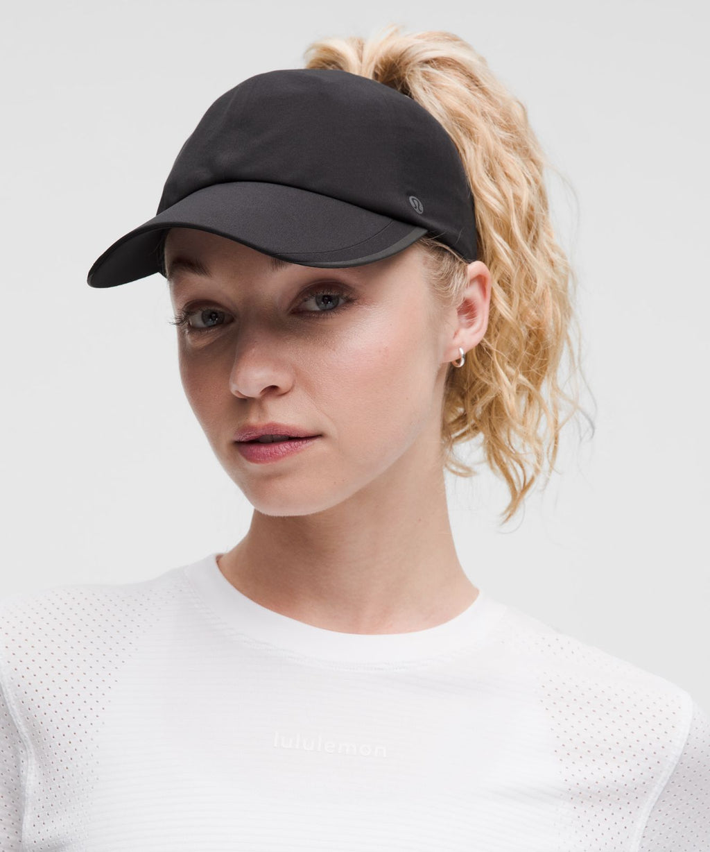 Women's Fast and Free Ponytail Running Hat Black