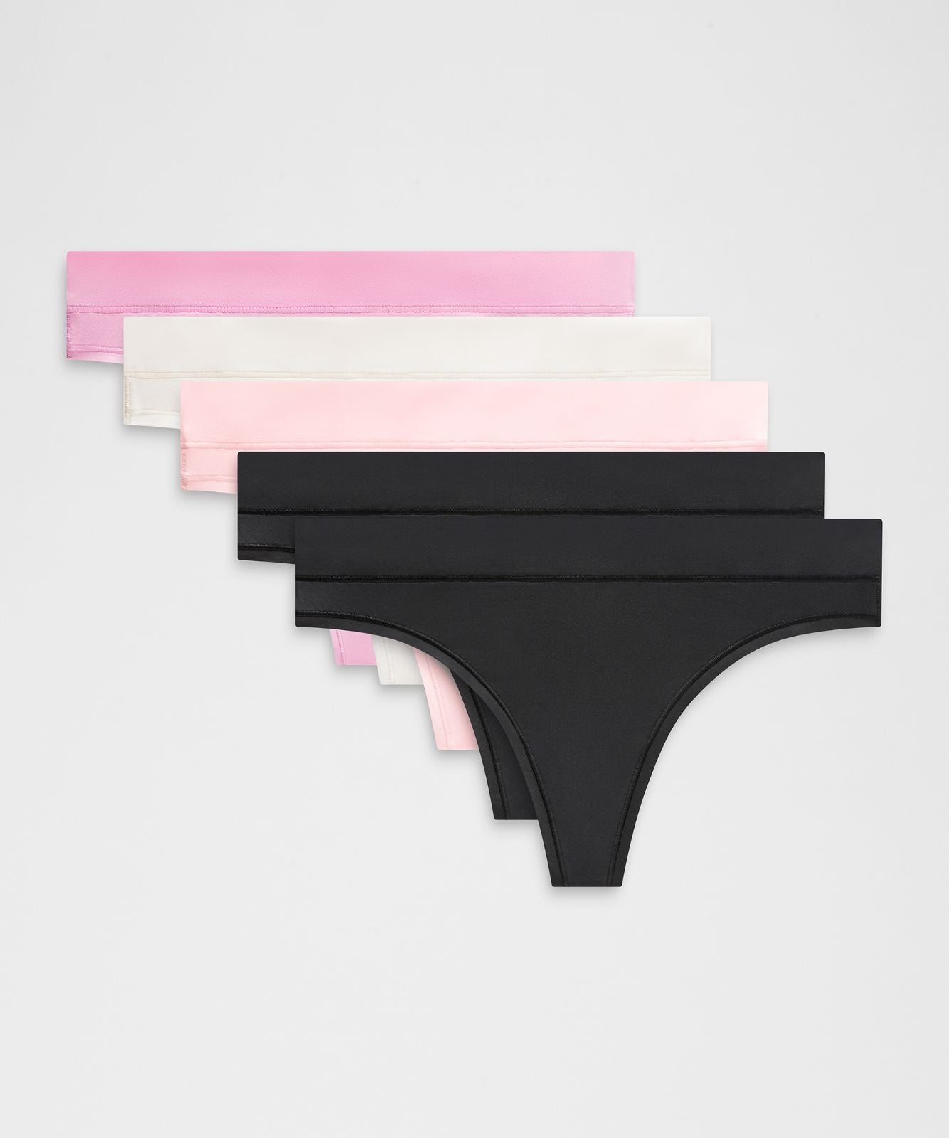 UnderEase Mid-Rise Thong Underwear *5 Pack Black/Black/Light Ivory/Pink Pearl/Sweet Sorbet