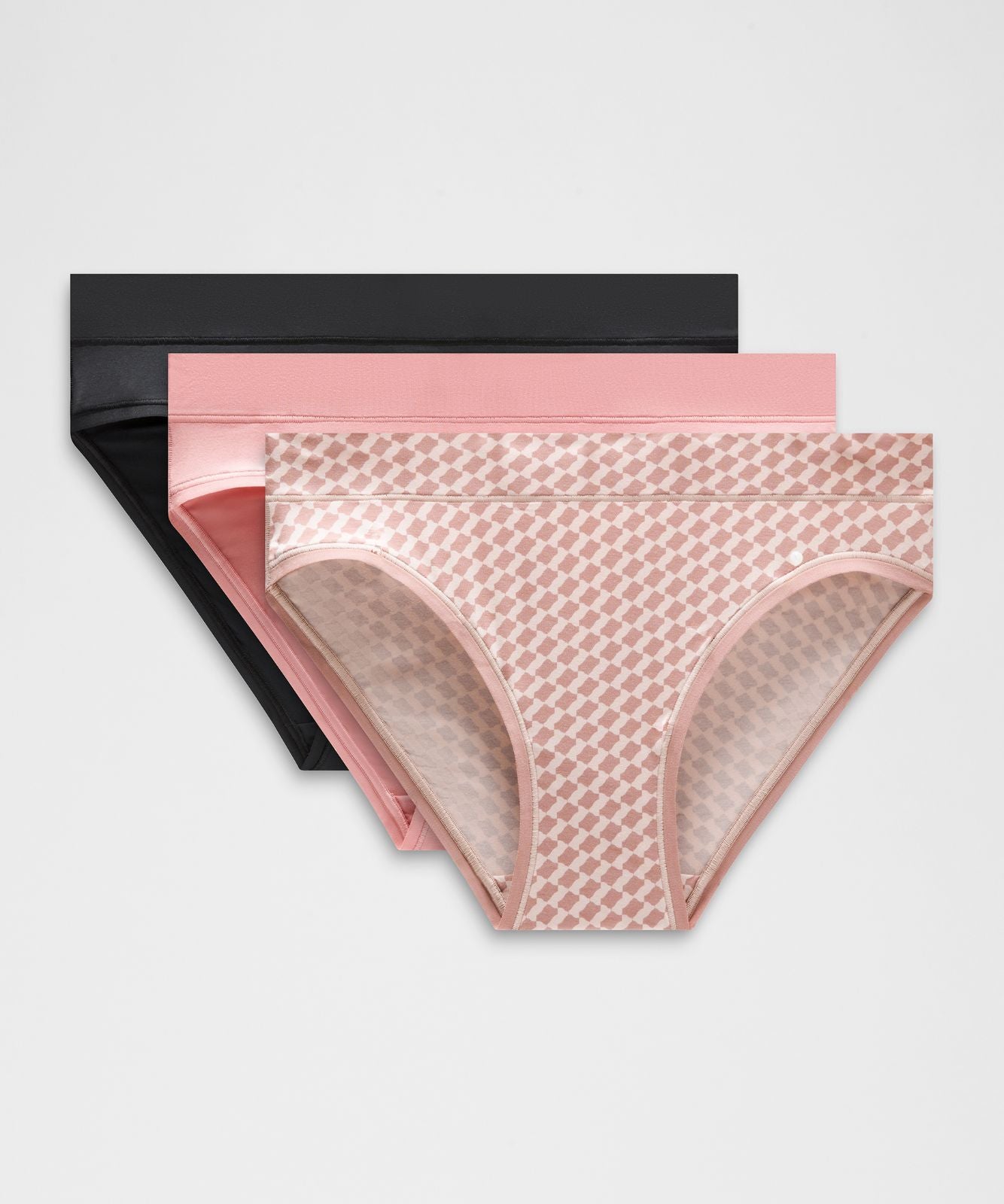 UnderEase Mid-Rise Bikini Underwear *3 Pack Black/Pink Parade/Mosaic Geo Misty Shell Toasted Pink