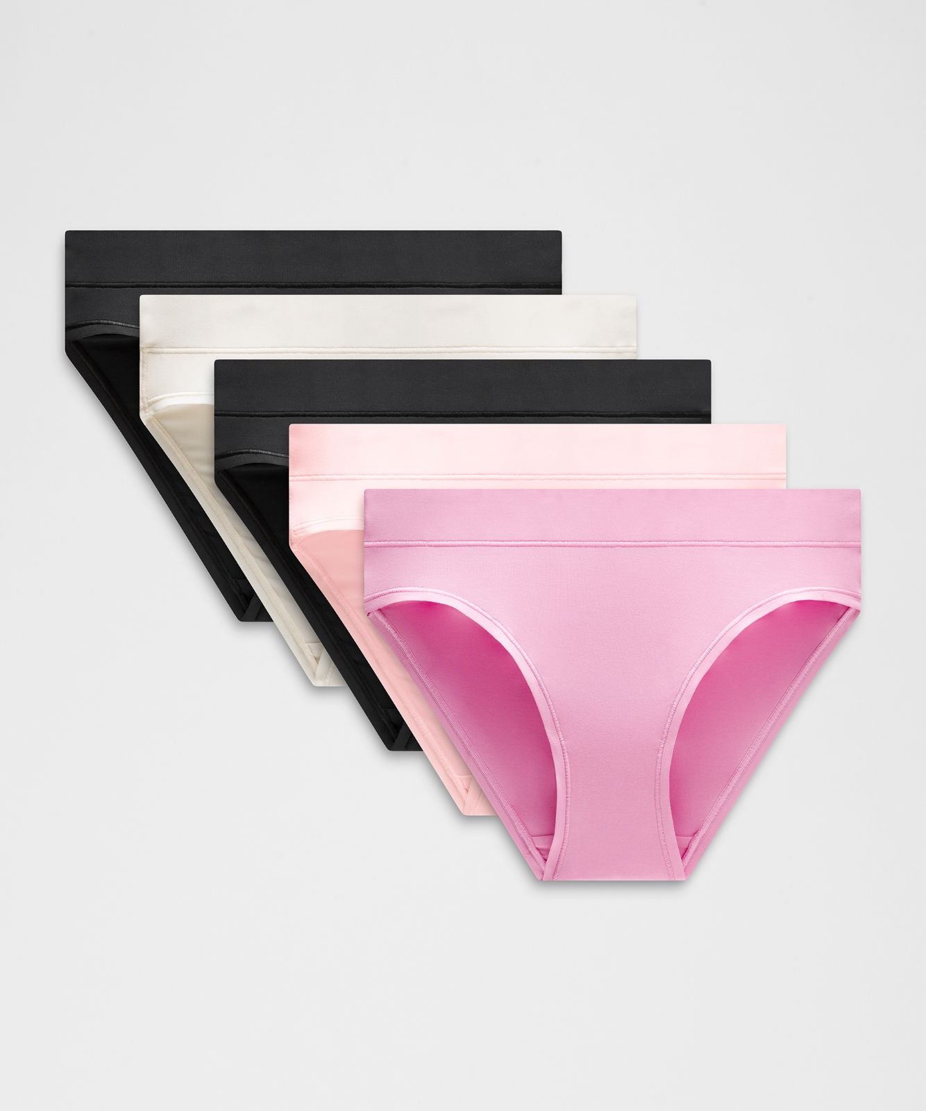 UnderEase Mid-Rise Bikini Underwear *5 Pack Black/Black/Light Ivory/Pink Pearl/Sweet Sorbet