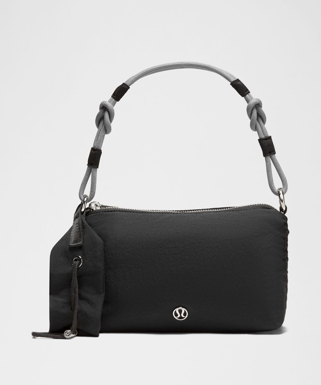 Convertible Ruched Strap Crossbody Bag Mini *1.5L Black/Asphalt Grey
